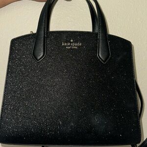 Black Kate Spade Tinsel Satchel Glitter